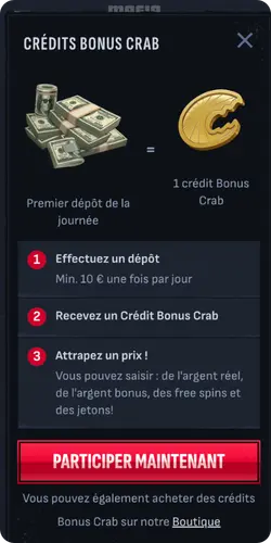 Mini-jeu Bonus Crabe sur Mafia Casino en ligne avec récompenses aléatoires