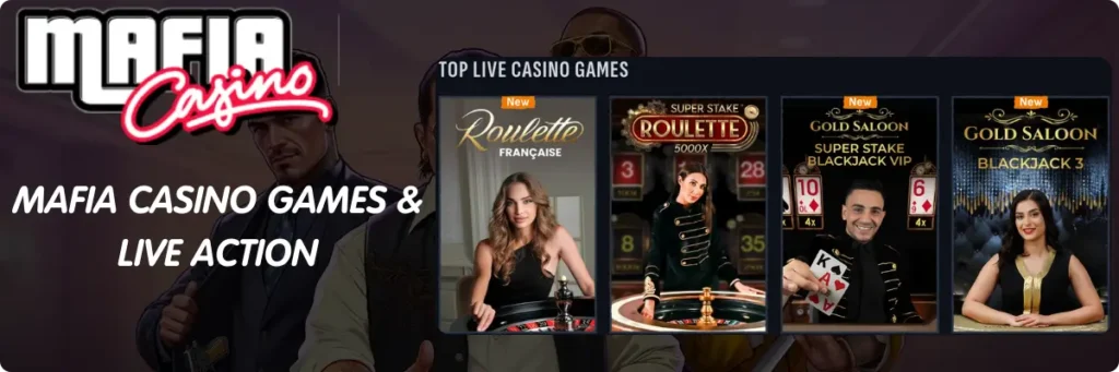 Top live casino games at Mafia Casino - roulette and blackjack tables