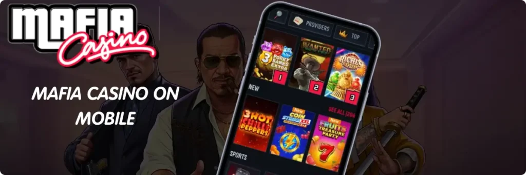 Mafia Casino game lobby on mobile browser