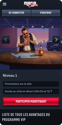 Programme VIP et niveaux du casino Mafia en ligne