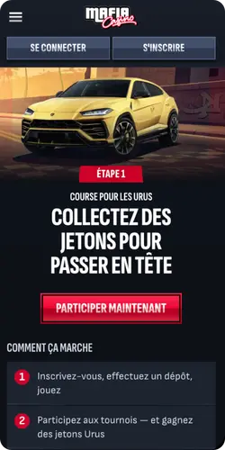 Bannière promotionnelle Mafia Casino France avec offre de bienvenue